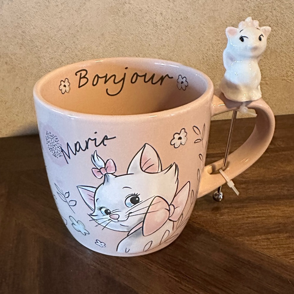 🎀 Disney The Aristocats Marie Cat Ceramic Coffee Mug & Figurine Stir Stick🎀